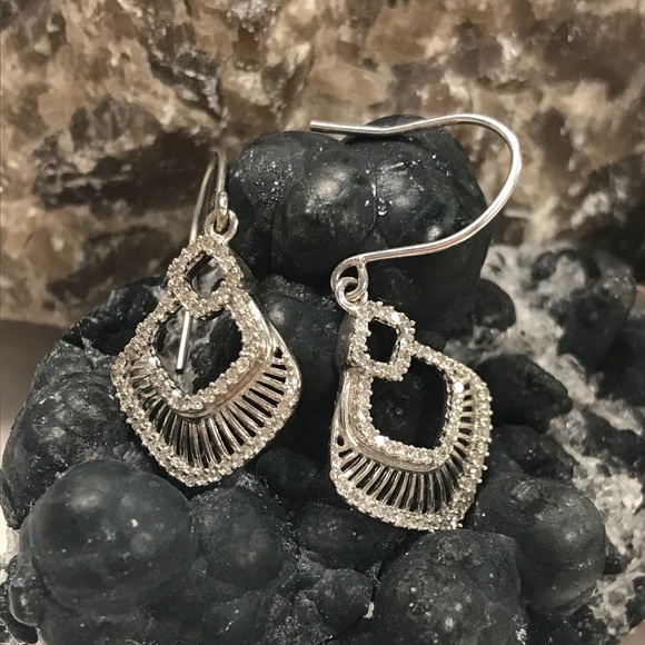 Natural Diamond Dangle Earrings - Picture 2 of 4